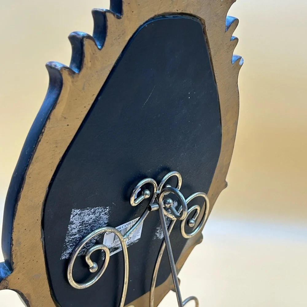 Wood mirror with candle holder, ornate mirror